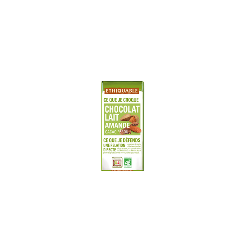 PROMO - Mini tablette chocolat lait amande bio & équitable