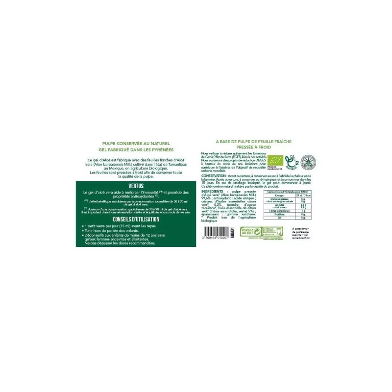 Gel à boire Aloé Véra et citron vert