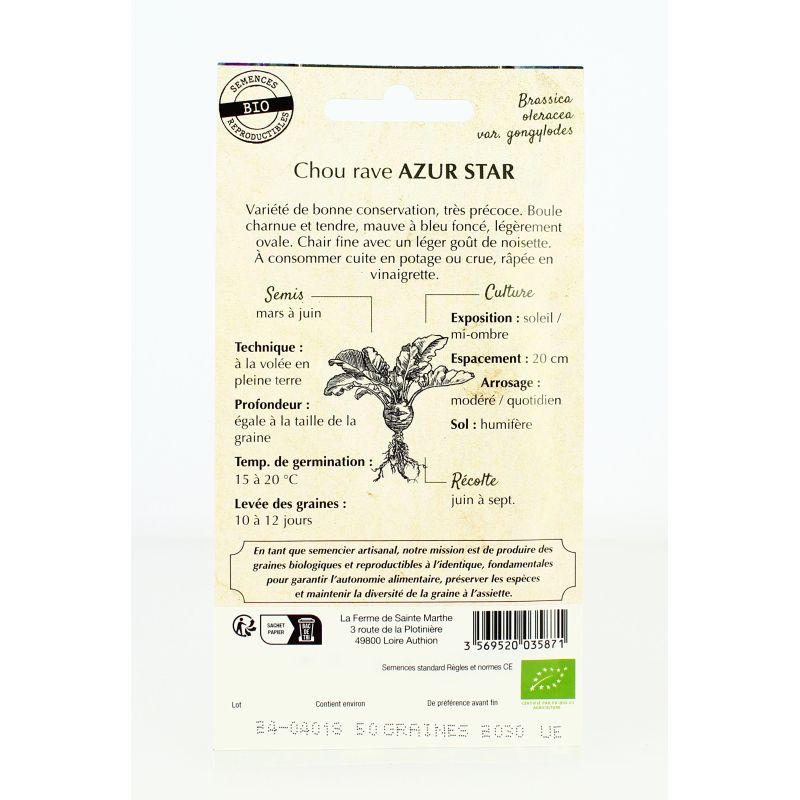 CHOU-RAVE Azur Star AB- Semences reproductibles bio