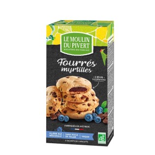 Fourré Myrtilles Et pépites de chocolat noir bio & équitable - 175 g | LE MOULIN DU PIVERT