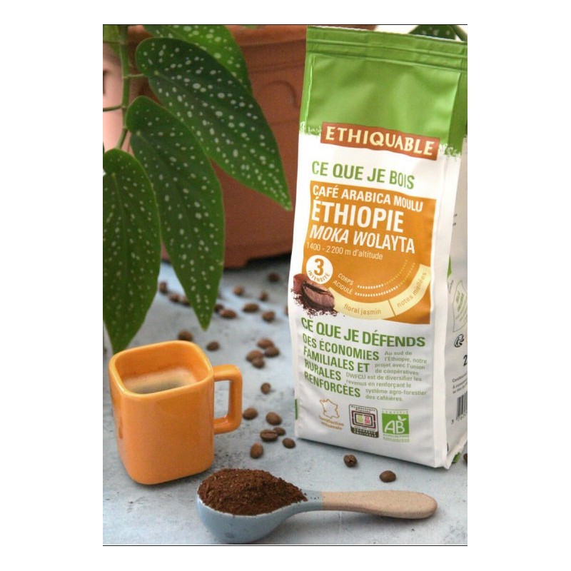 DATE DÉPASSÉE - Café Éthiopie Moka Wolayta MOULU bio & équitable