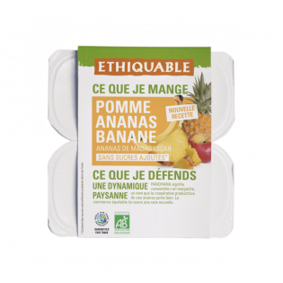 Purée de  Pomme, Ananas,  Banane sans sucre ajoutés bio et équitable