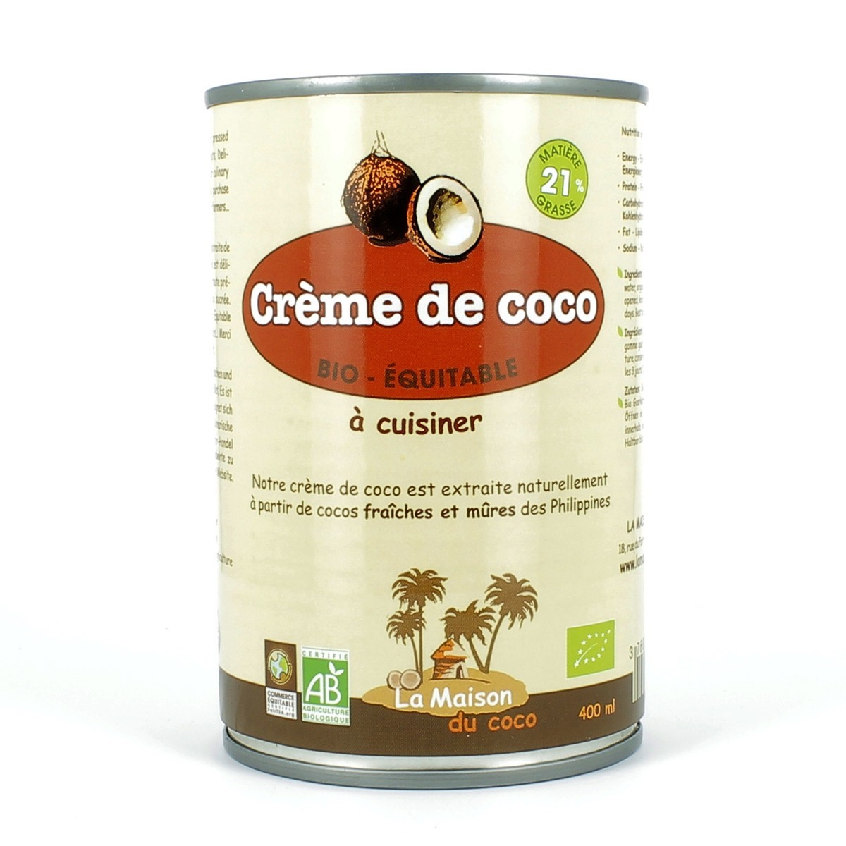 Crème de coco bio à cuisiner 21% - 400 mL