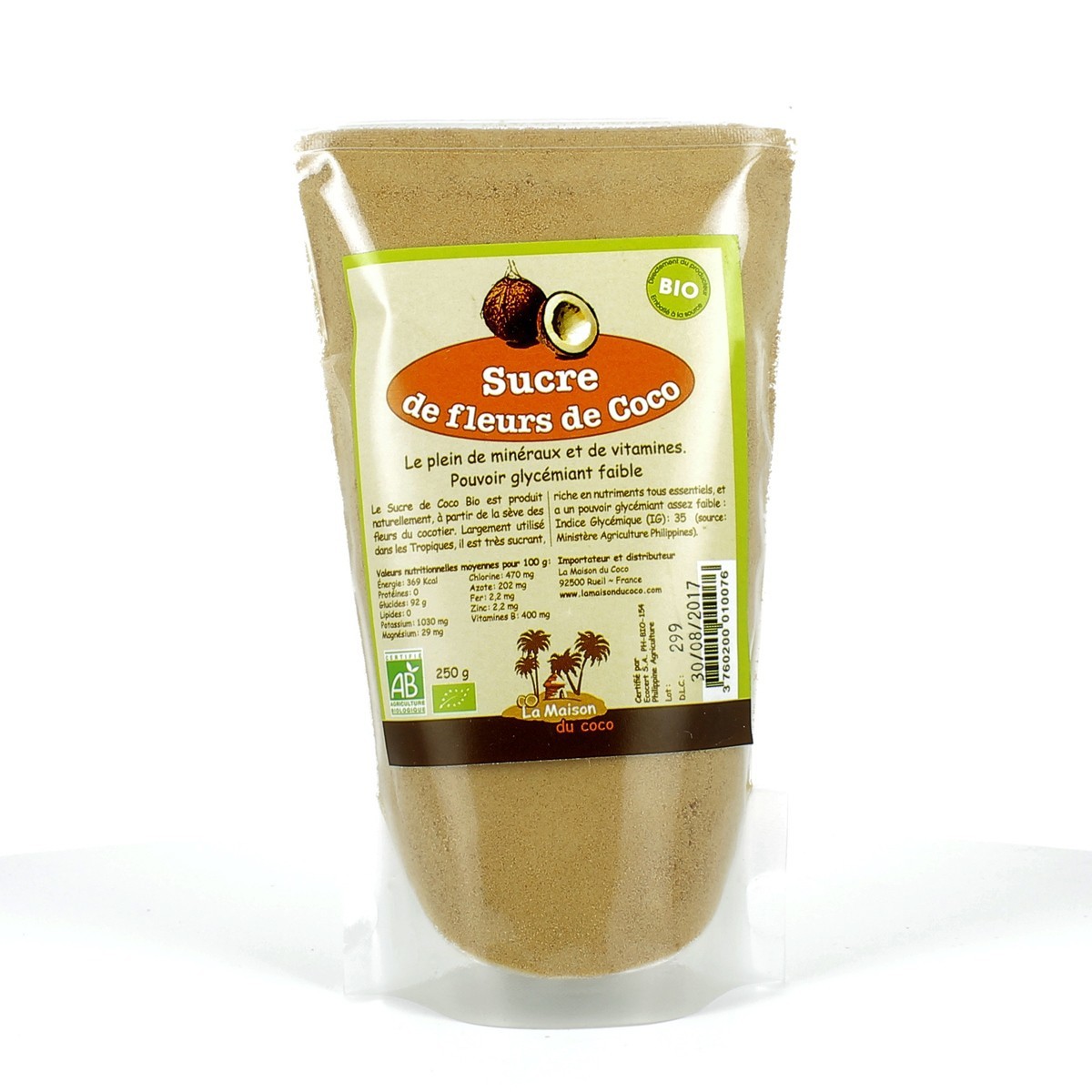 Sucre de fleurs de Coco bio - 250 g | LA MAISON DU COCO