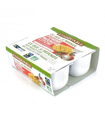 Purée de pomme mangue litchi bio et équitable - 400 g | ETHIQUABLE