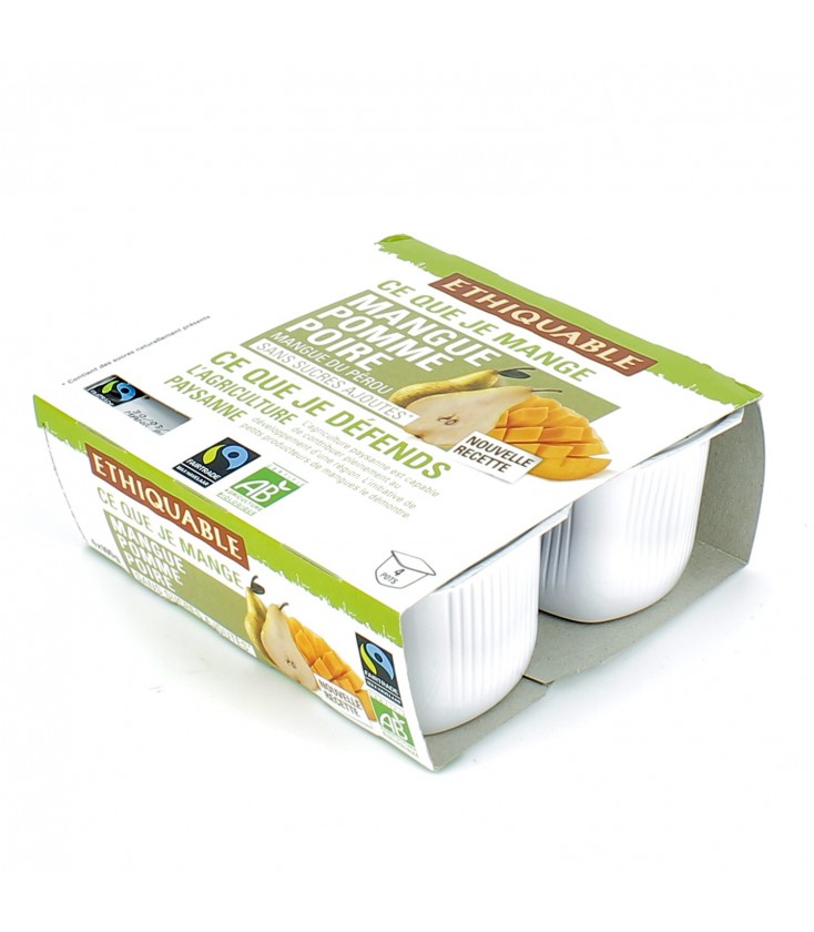 DATE DÉPASSÉE - Purée mangue, pomme & poire bio et équitable