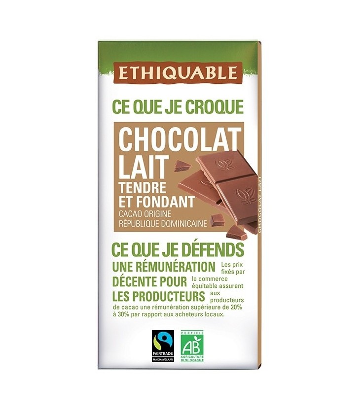 DATE DÉPASSÉE - Chocolat Lait Nature bio & équitable