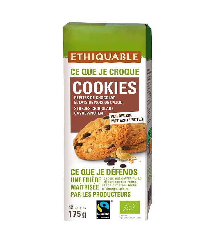 DATE PROCHE - Cookies Pépites de Chocolat éclats de Noix de Cajou bio & équitable