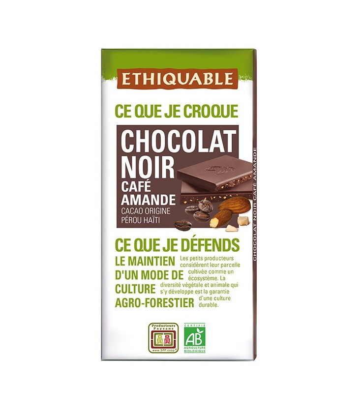 Chocolat Noir Café Amande bio & équitable