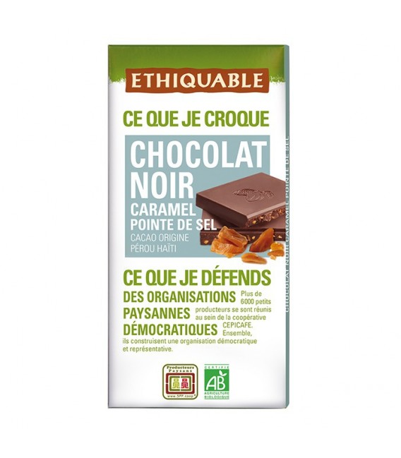 Chocolat Noir Caramel Pointe de Sel bio & équitable