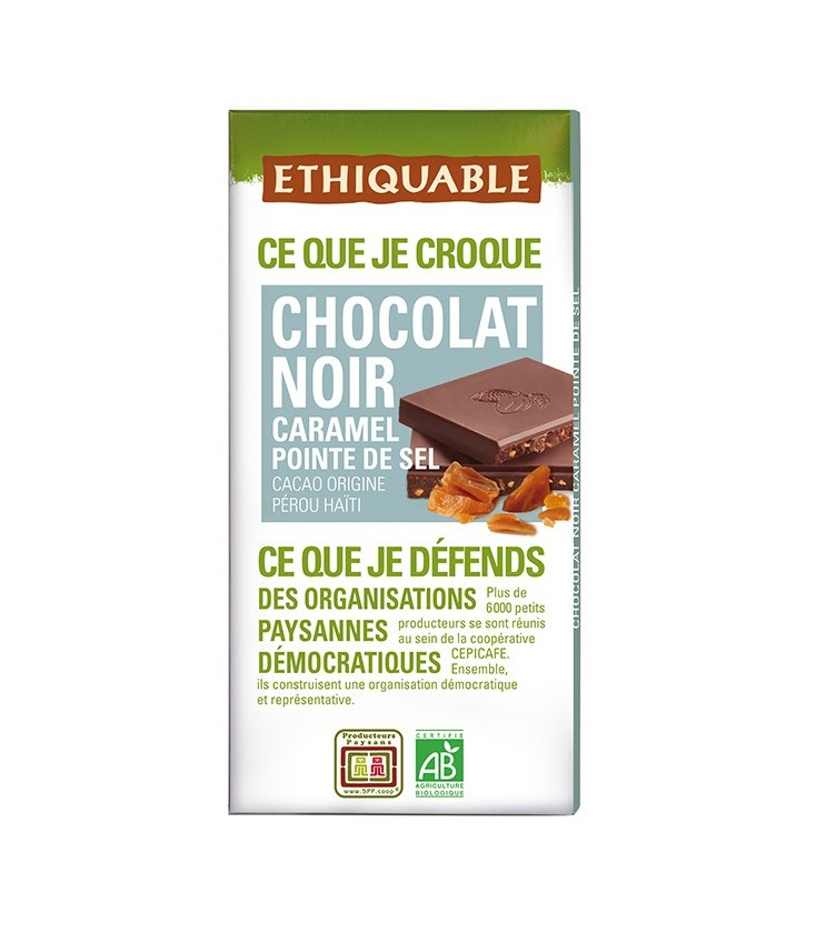 Chocolat Noir Caramel Pointe de Sel bio & équitable