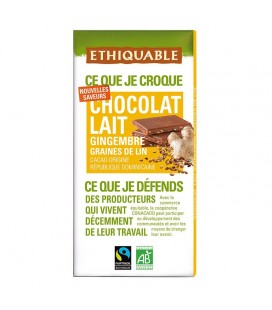 Chocolat Lait Gingembre graines de Lin bio & équitable