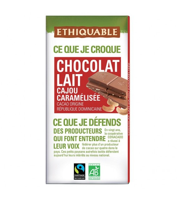 Chocolat Lait Cajou Caramélisée bio & équitable