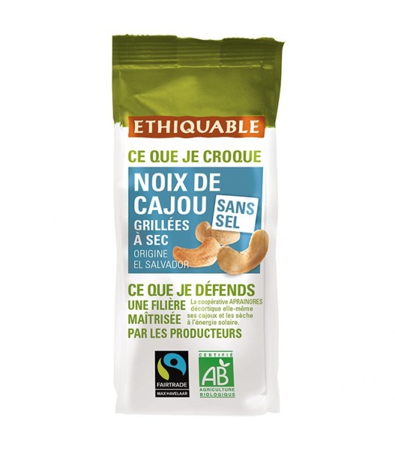 Noix de Cajou Grillées à Sec SANS SEL bio & équitable 100 g