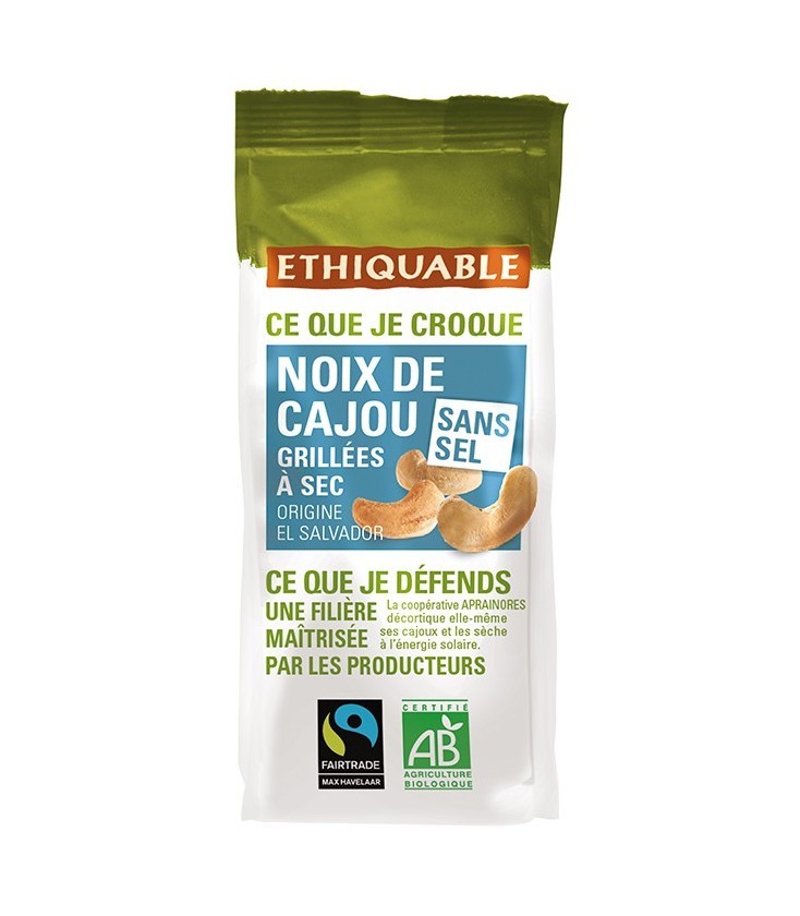 Noix de Cajou Grillées à Sec SANS SEL bio & équitable 100 g
