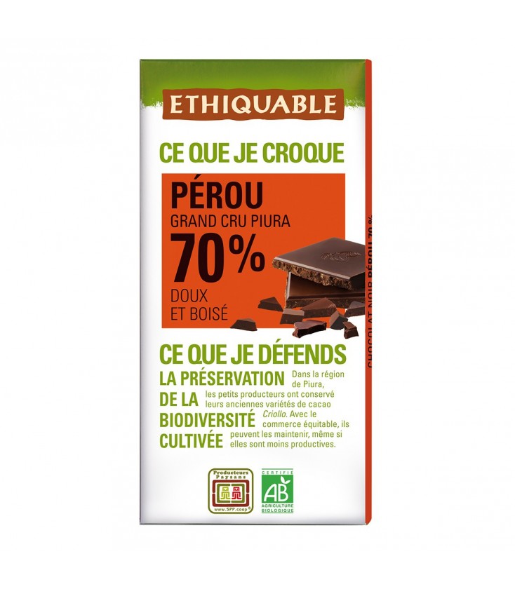 DATE DÉPASSÉE - Chocolat Noir Grand Cru 70% bio & équitable