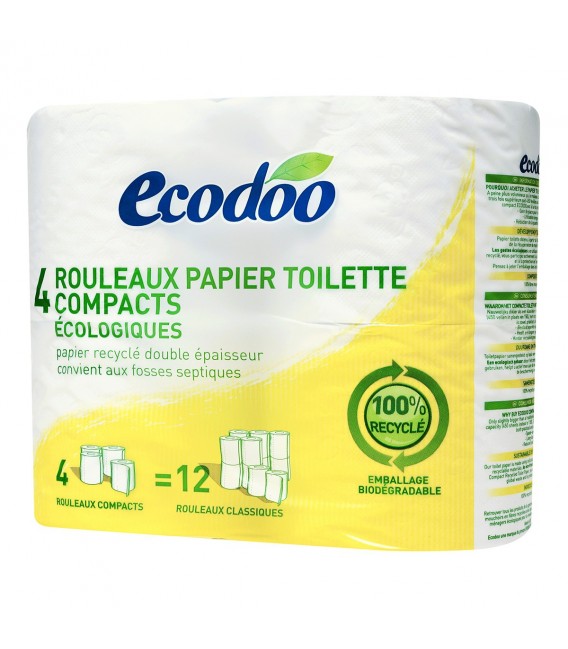 Rouleaux papier toilette compacts écologiques et 100% recyclé