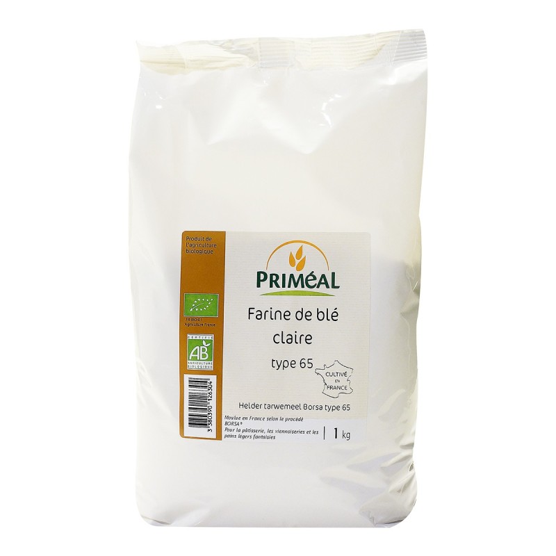 Farine de blé claire T65 bio - 1 kg | PRIMÉAL