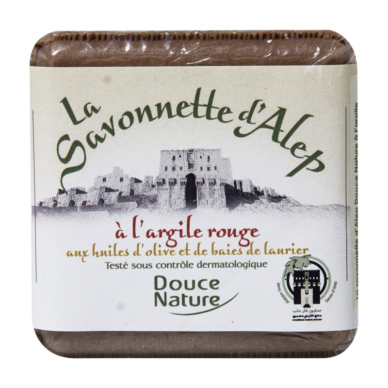Savonnette d'Alep à l'argile rouge et aux huiles d'olive et de baies de laurier - 100 g | DOUCE NATURE