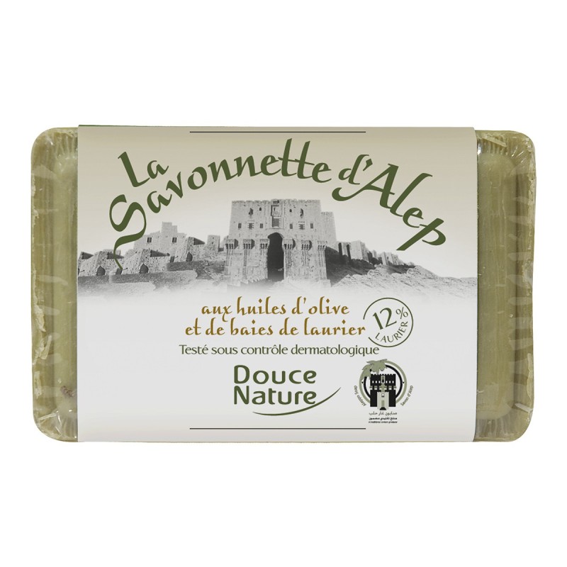 Savonnette d'Alep et aux huiles d'olive et de baies de laurier 12% - 100 g | DOUCE NATURE