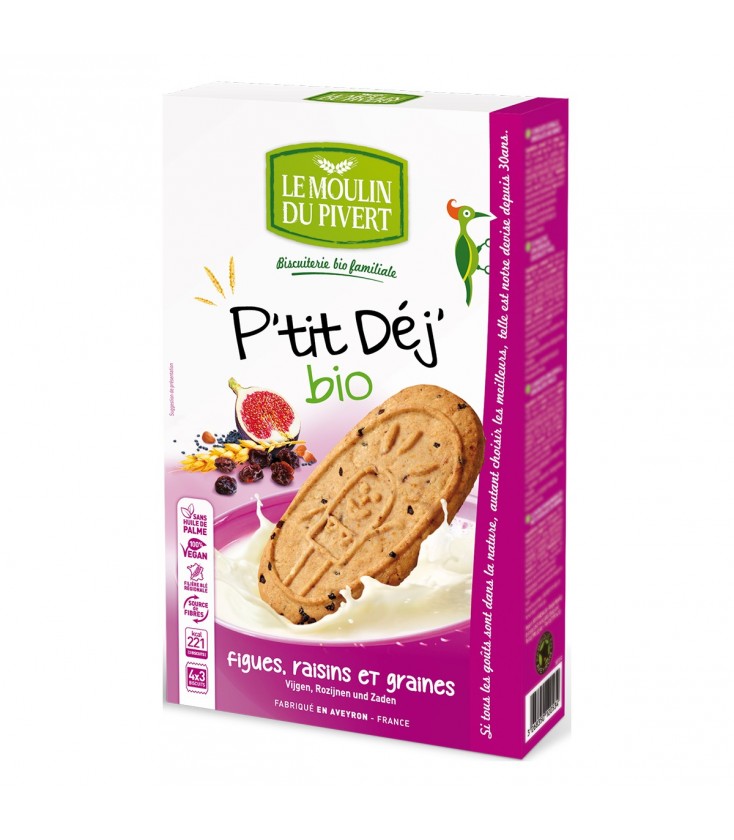Biscuits P'tit Déj' Figues, raisins et graines bio & vegan
